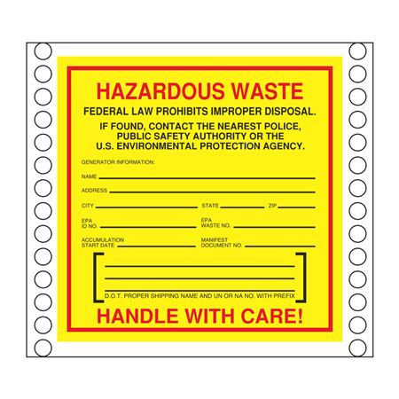 Pin Fed HazMat Labels - Non-Regulated Waste 6 x 6